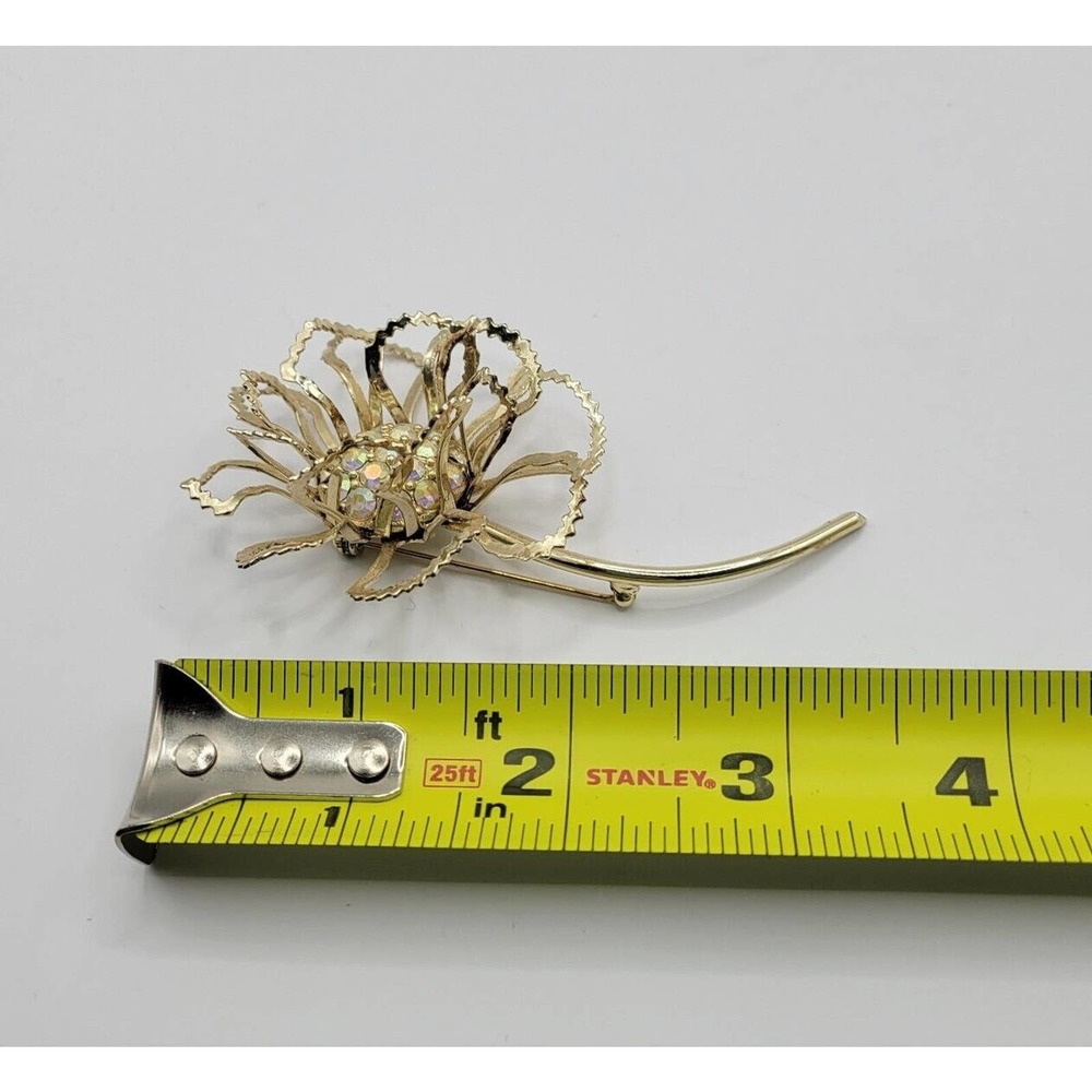 Vintage Sarah Coventry "Allusion" AB Rhinestone Flower Large 3.5" Brooch - Picture 6 of 6